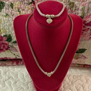 Heart Necklace and Bracelet Set